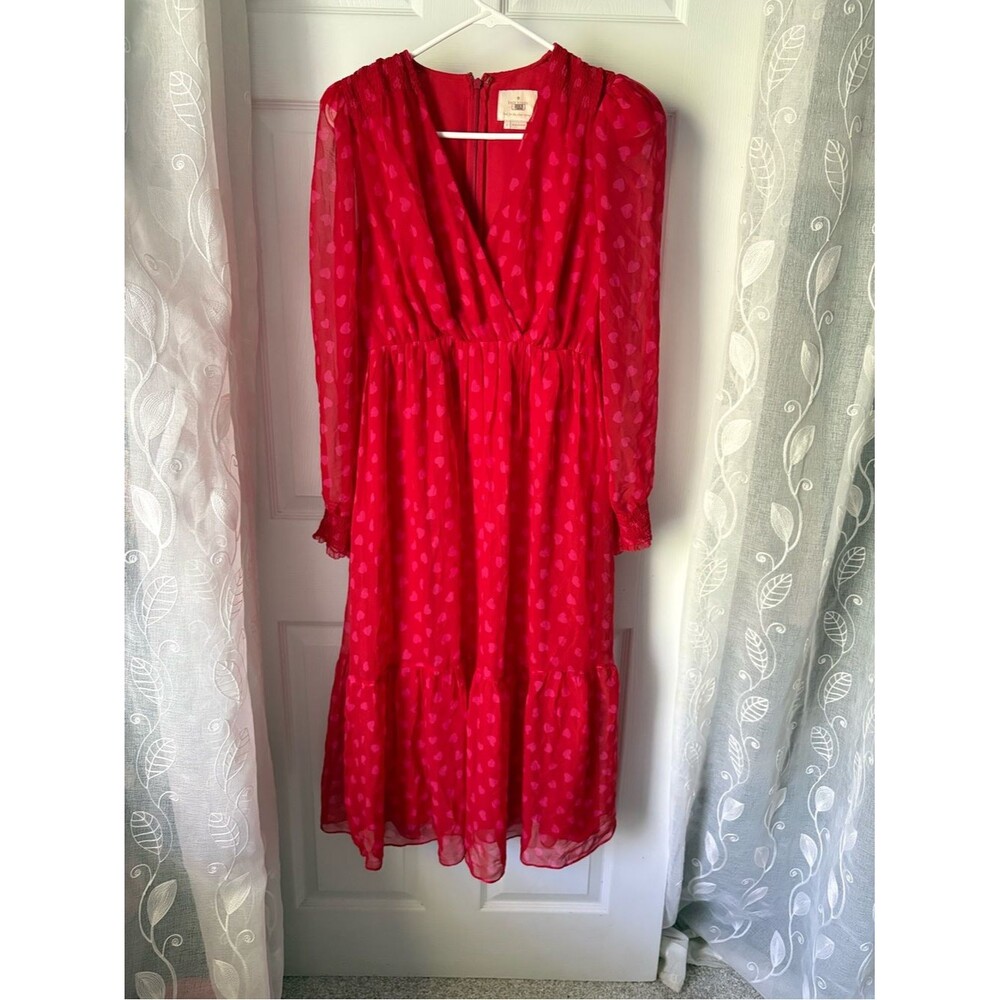 Kate Spade New York Heartbeat Silk Midi Dress in Engine Red size 0 missing belt
